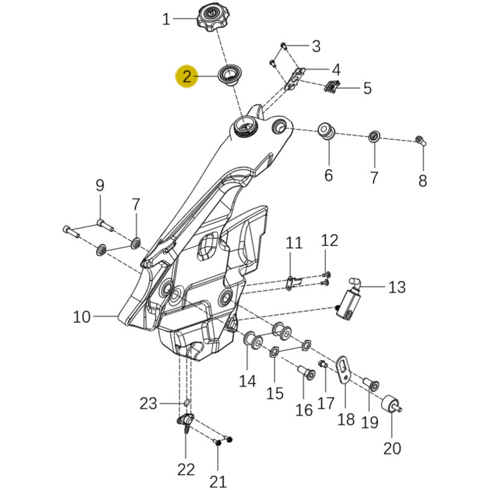 Kove Front Fuel Tank - Left - 450 Rally Pro