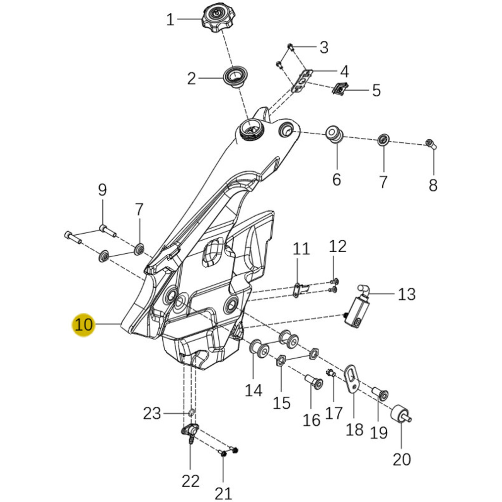 Kove Front Fuel Tank - Left - 450 Rally Pro