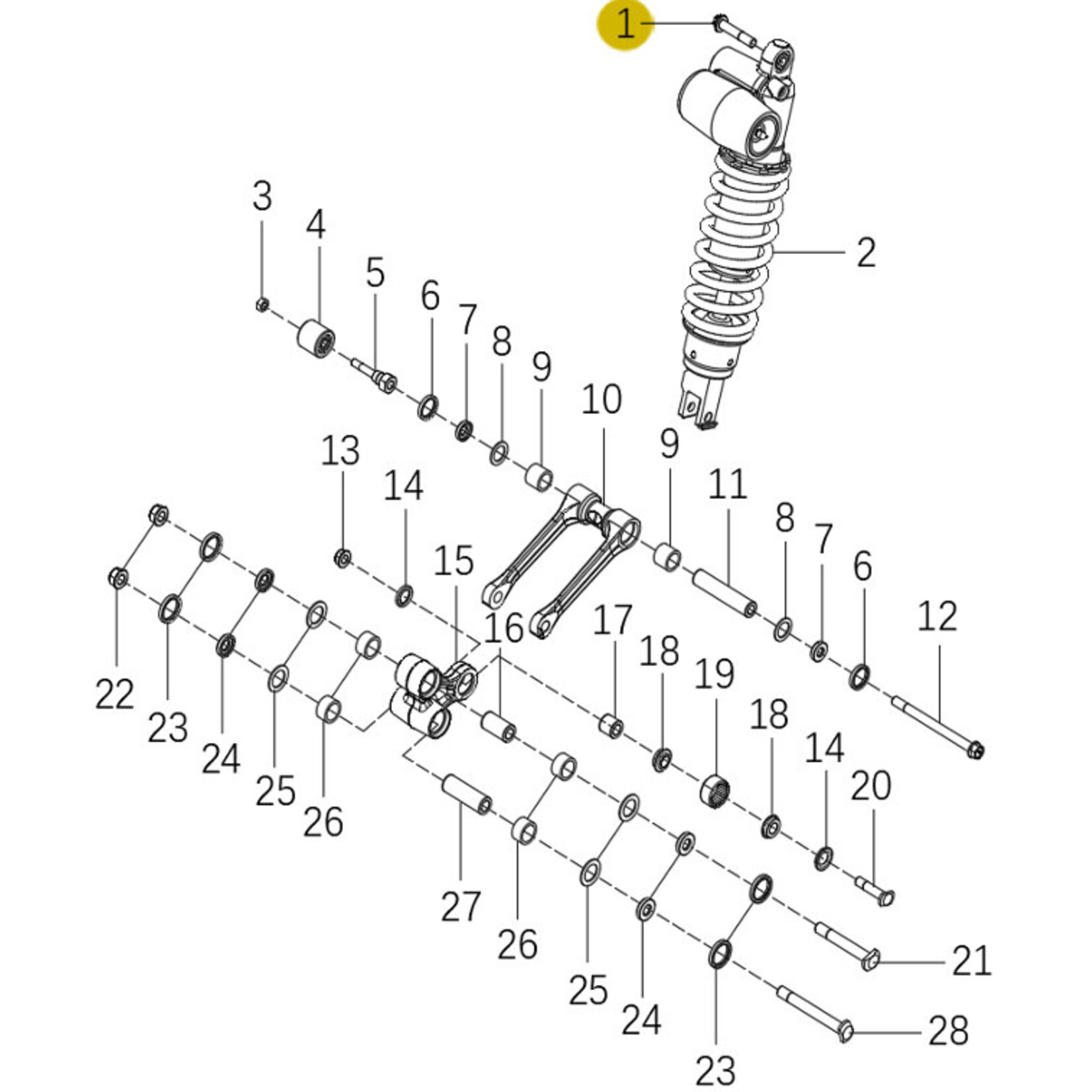 Kove Rear Shock and Linkage - 450 Rally Pro
