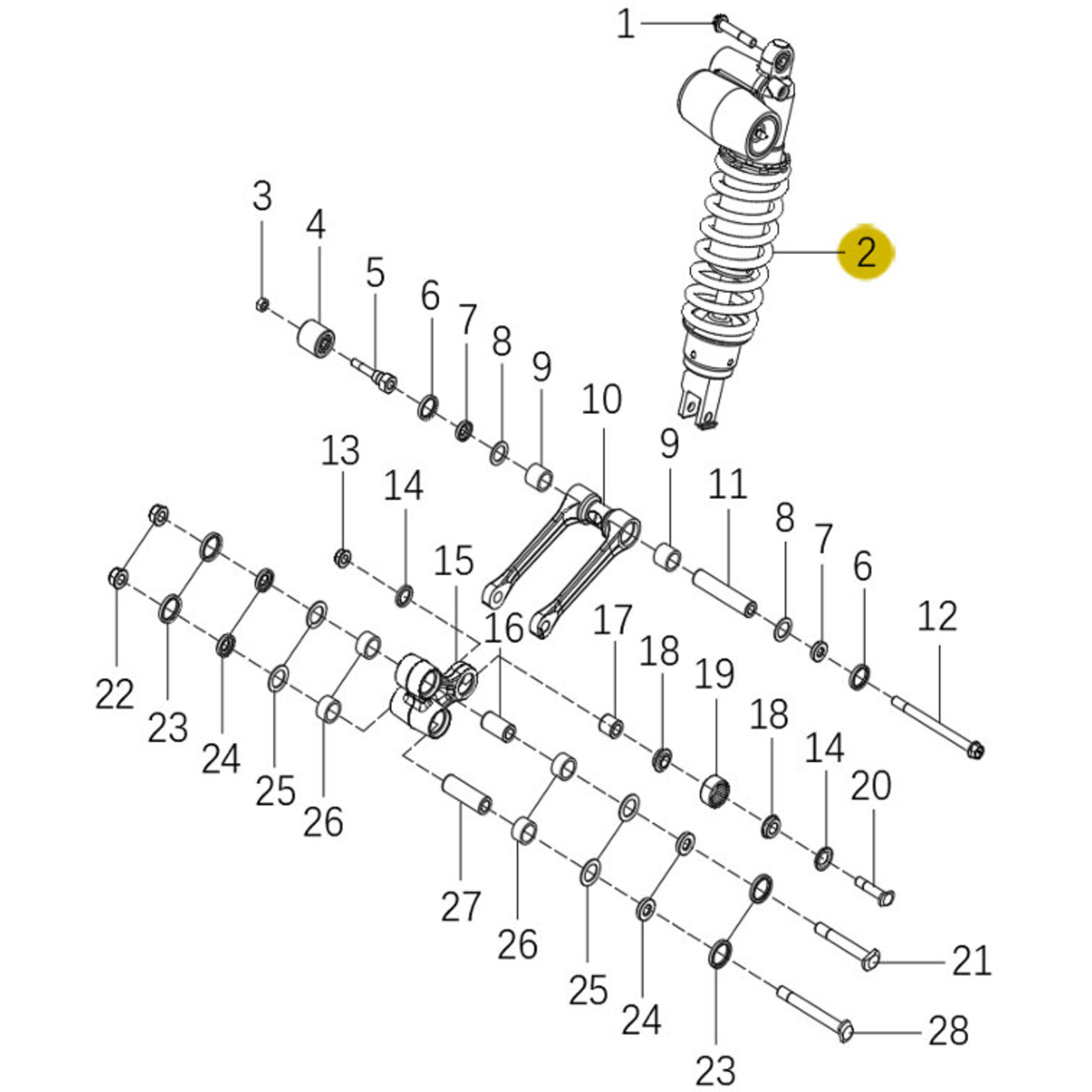 Kove Rear Shock and Linkage - 450 Rally Pro