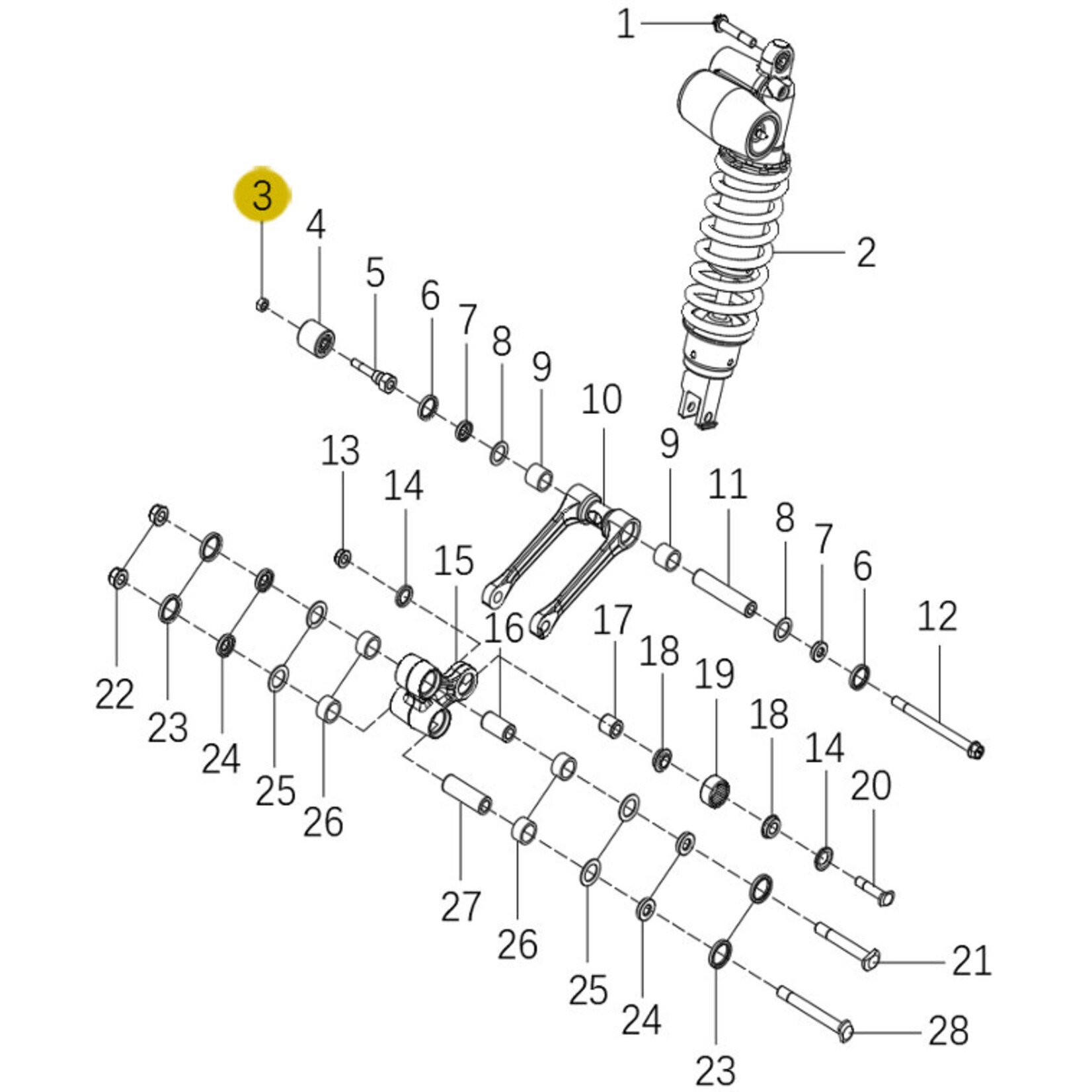 Kove Rear Shock and Linkage - 450 Rally Pro