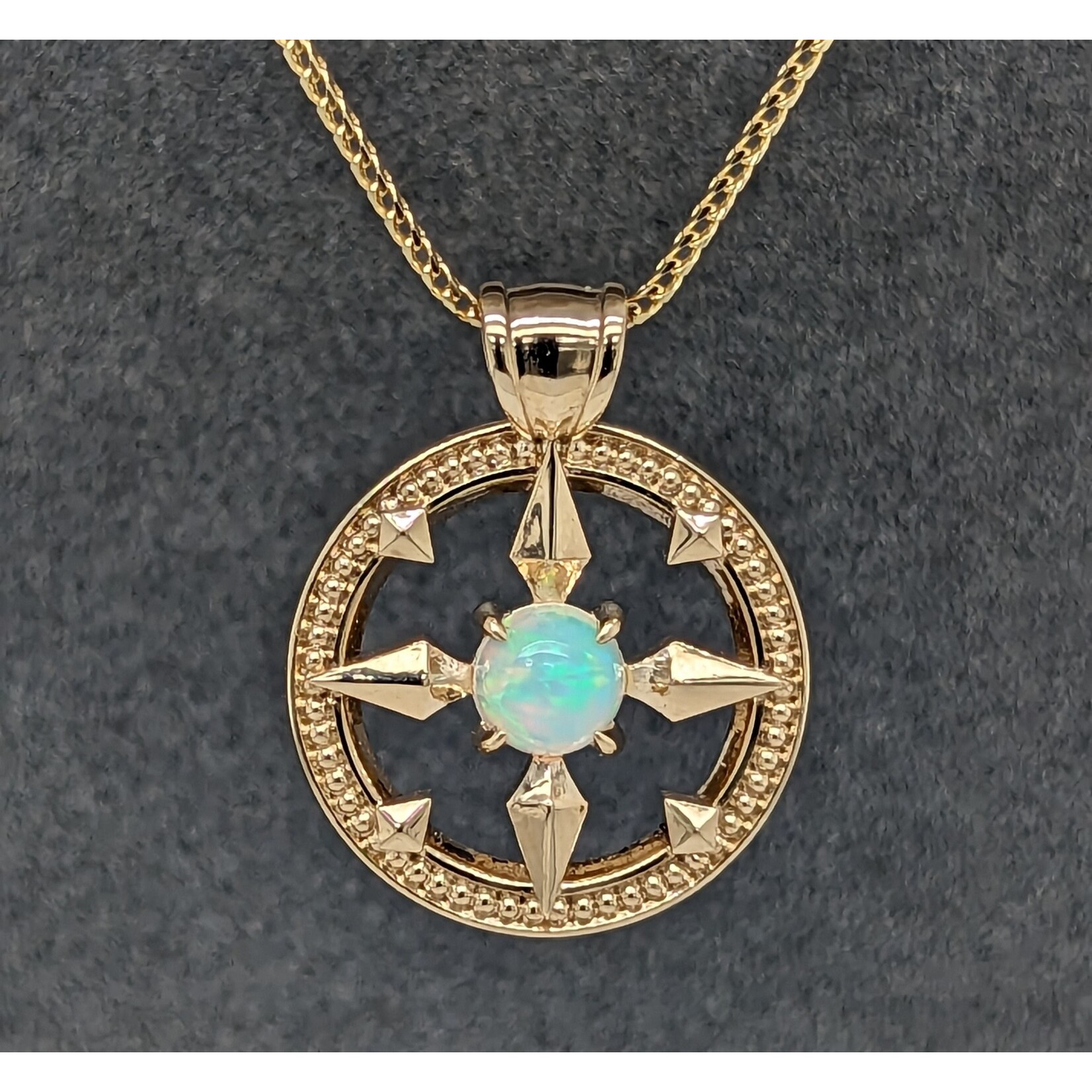 Modern Heirloom® 14k Yellow Gold Milgrain Compass w/ Opal