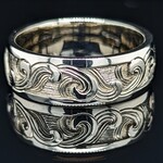 Modern Heirloom® Alternating Wave Band, 7mm wide, 14KW, Sz8.5