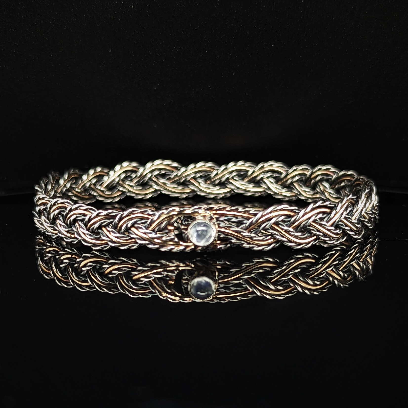 Modern Heirloom® TT 8mm Braided Bracelet SS/14KY w/ 4m Moonstone