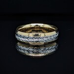 Modern Heirloom® Beveled Wheat Leaf Band, 6mm 18KY & PT, Sz9.0