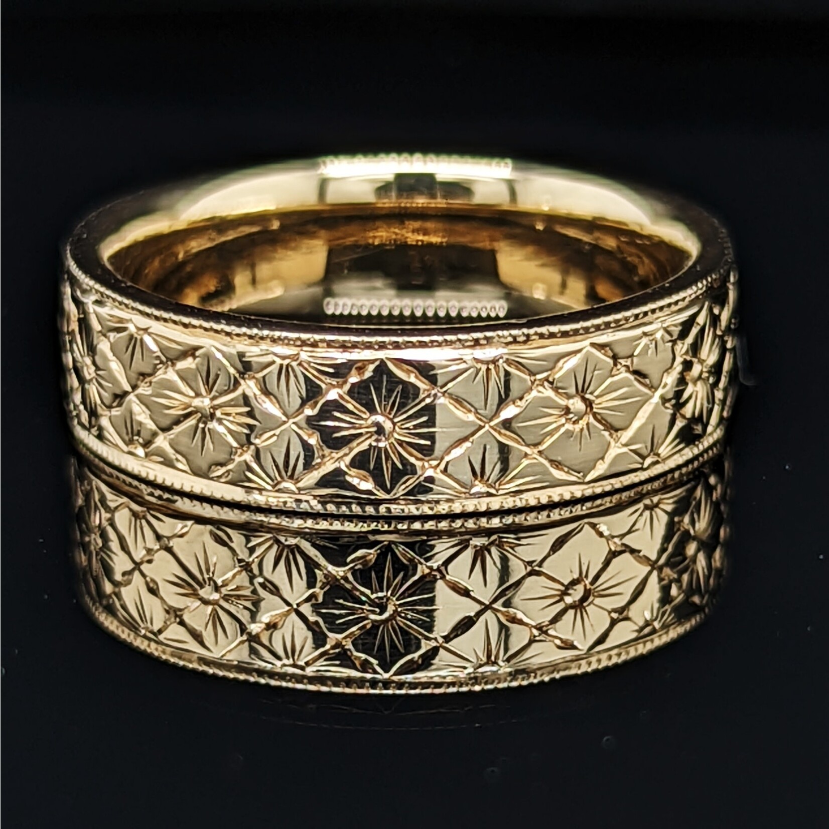 Modern Heirloom® Flower Tile Band, 6mm wide, 14KY, Sz10.0