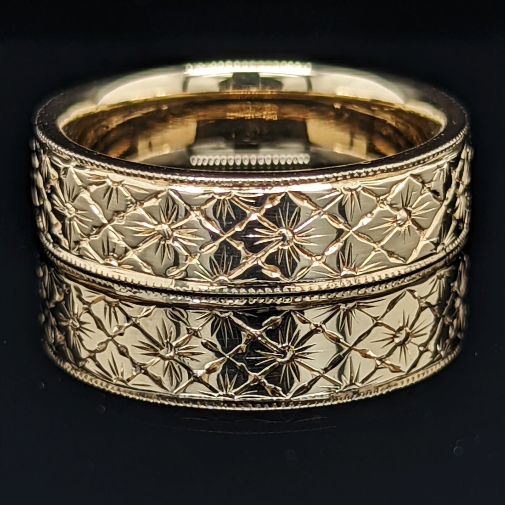 Modern Heirloom® Flower Tile Band, 6mm wide, 14KY, Sz10.0