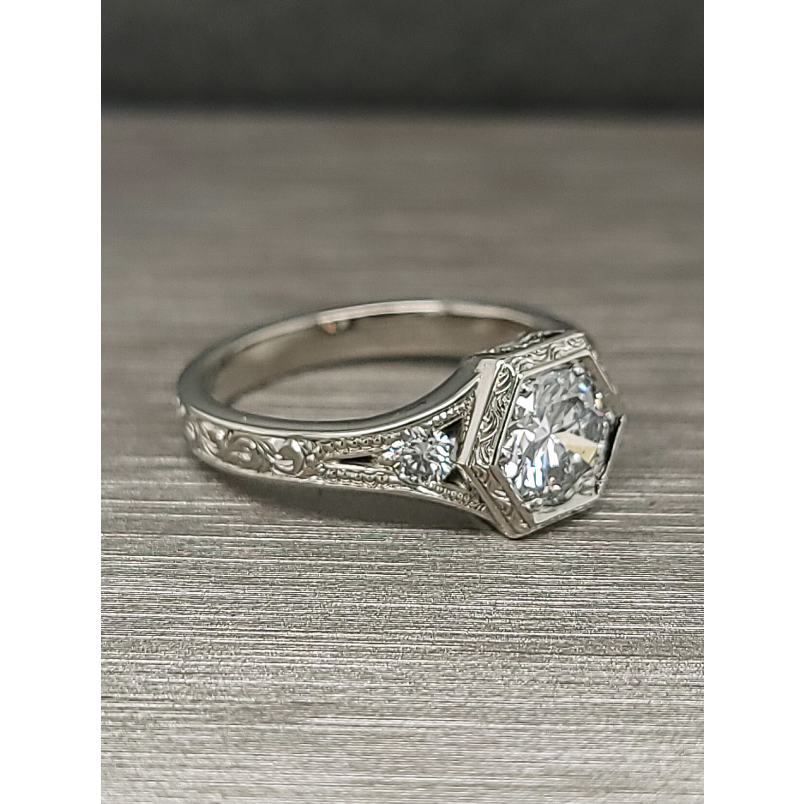 Deco Hexagon Diamond Ring - .90ct