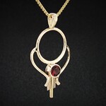 Modern Heirloom® 14KY Art Deco Necklace w/ 5mm Garnet, 18" Chain