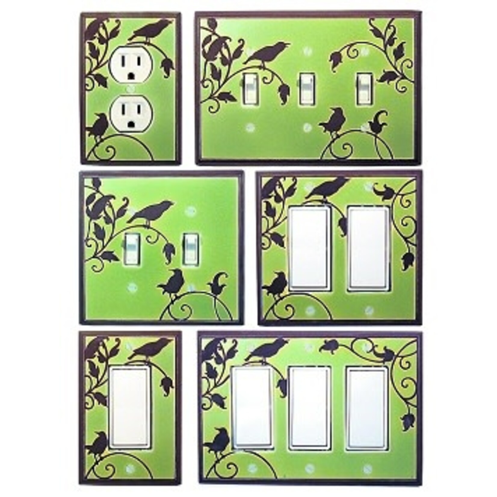 All Fired Up! Ltd. Songbirds (Green) - Single Switch Cover