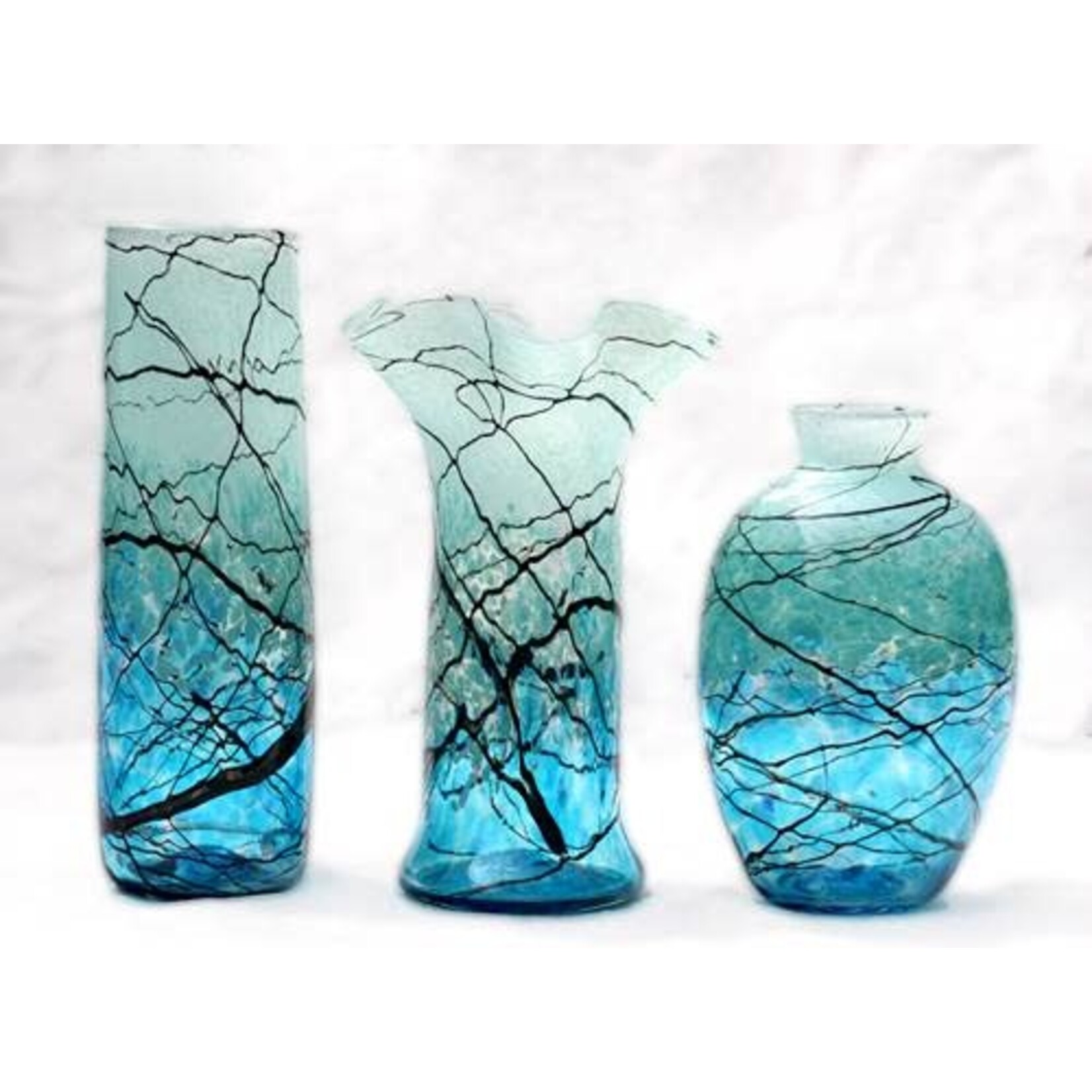 Glass Rocks Aqua Lightning Vase