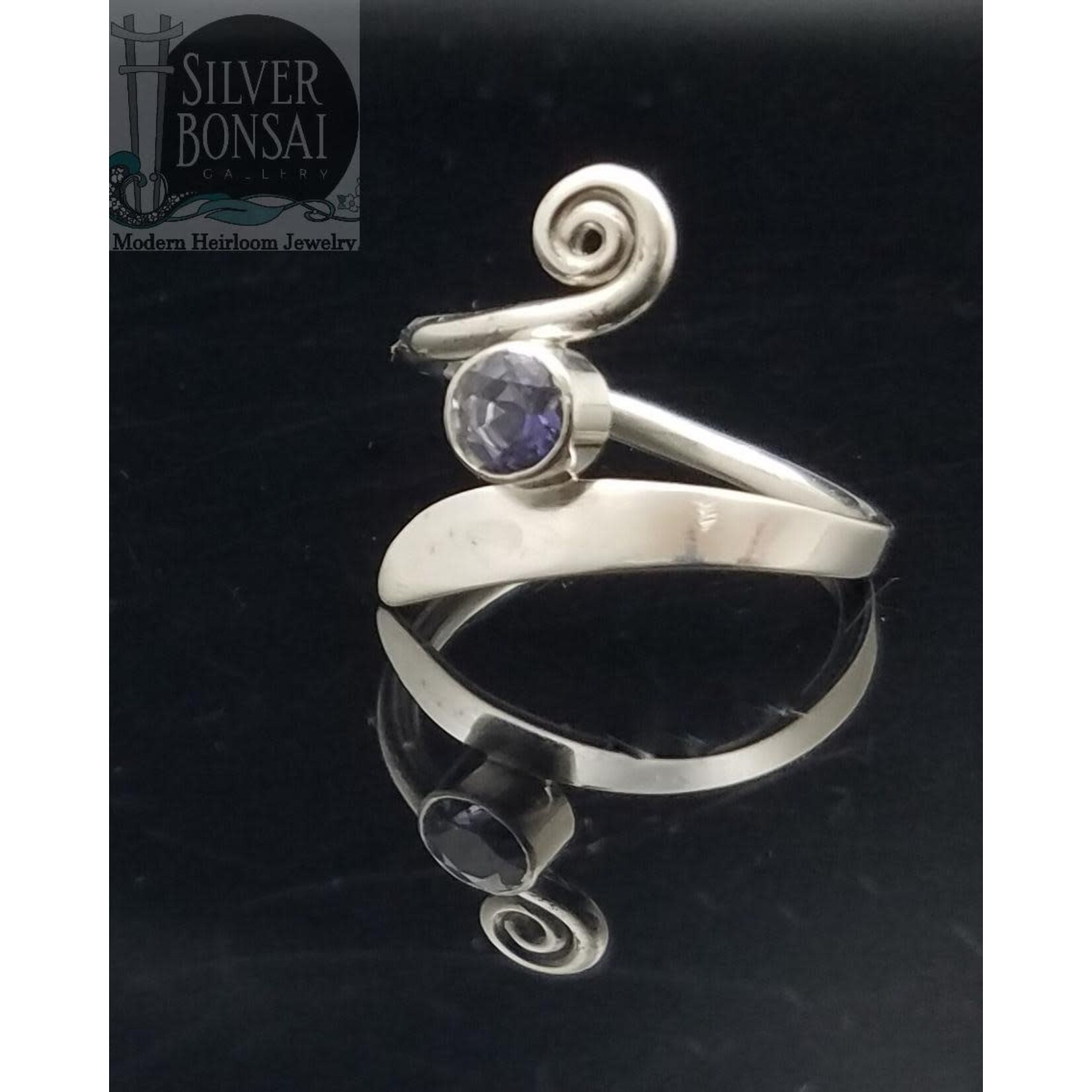 Modern Heirloom® 12g, Blade Spiral Ring  set with Iolite, SS