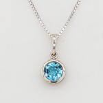 14k Blue Topaz Filigree Pendant