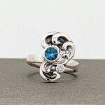 Modern Heirloom® Large Two Stone Wave Ring w/ Blue Topaz and Diamond