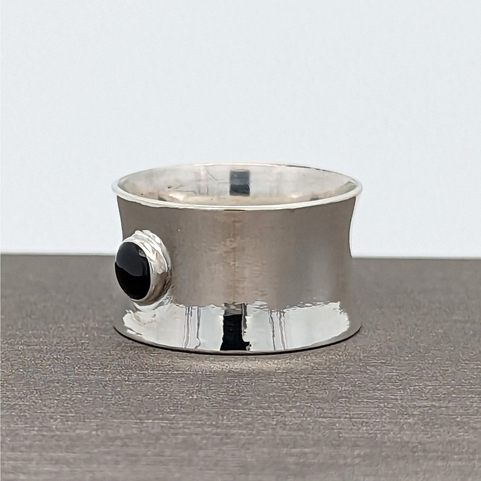 Modern Heirloom® Sterling Silver Flared Ring w/ 5mm Onyx