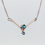 Modern Heirloom® Two-Stone Sterling Silver Chevron Necklace w/ Blue Topaz