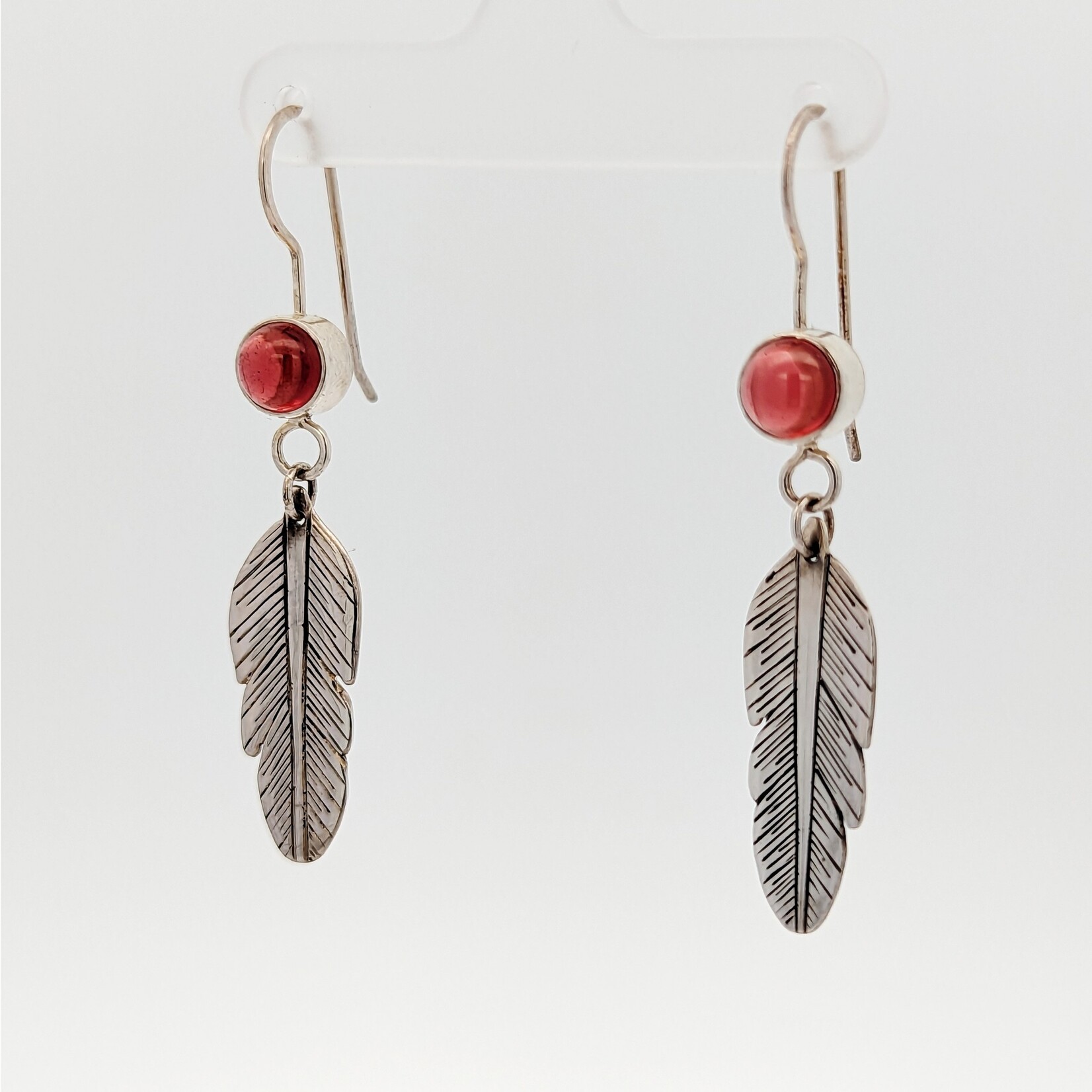 Modern Heirloom® Feather Drop Earring w/ 5mm Garnet