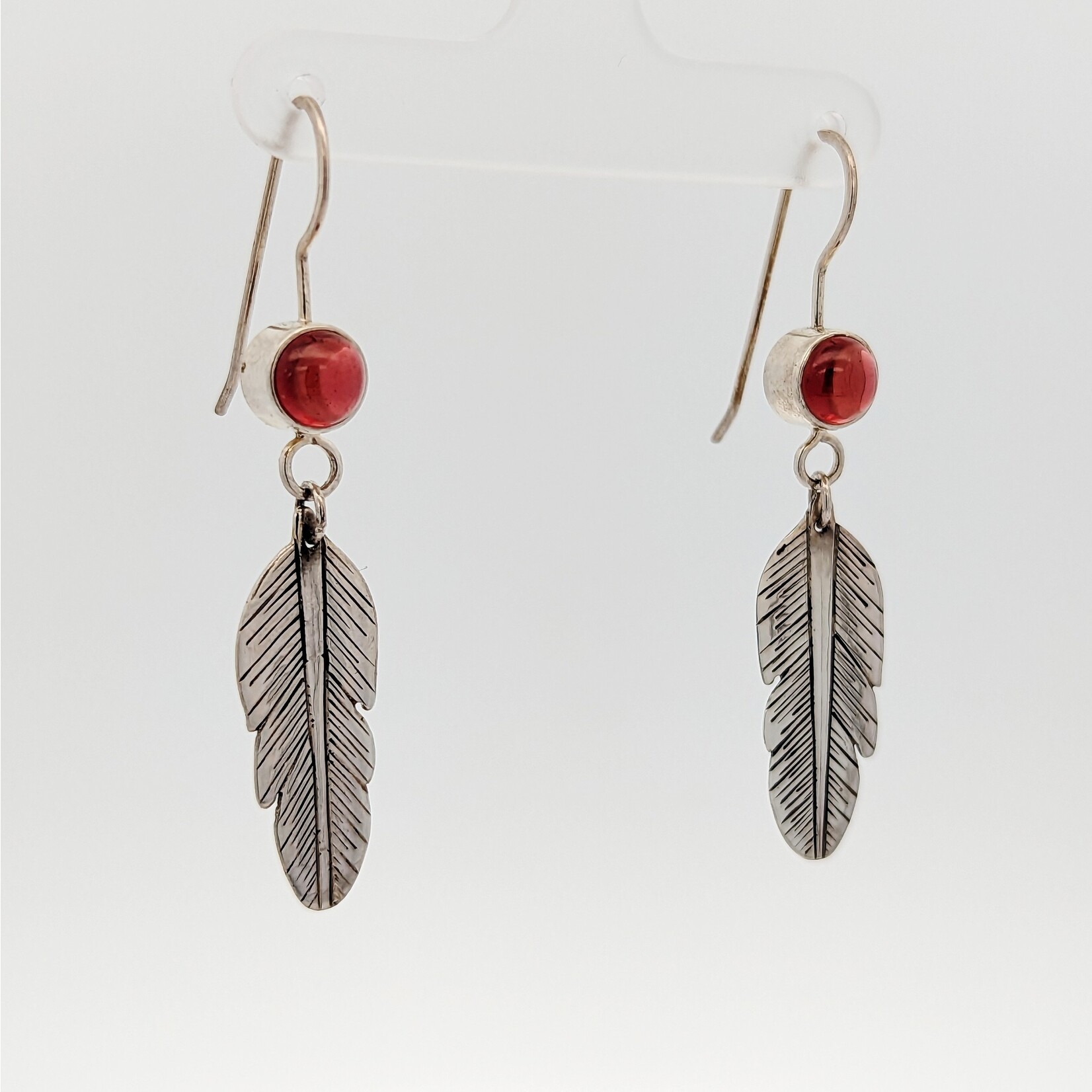 Modern Heirloom® Feather Drop Earring w/ 5mm Garnet