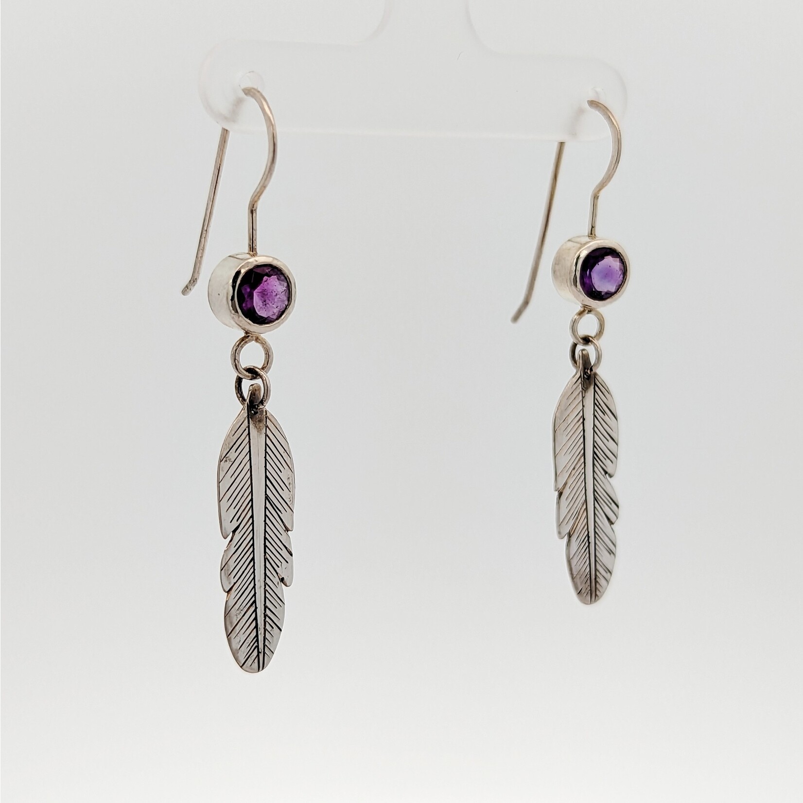 Modern Heirloom® Feather Drop Earring w/ 5mm Amethyst