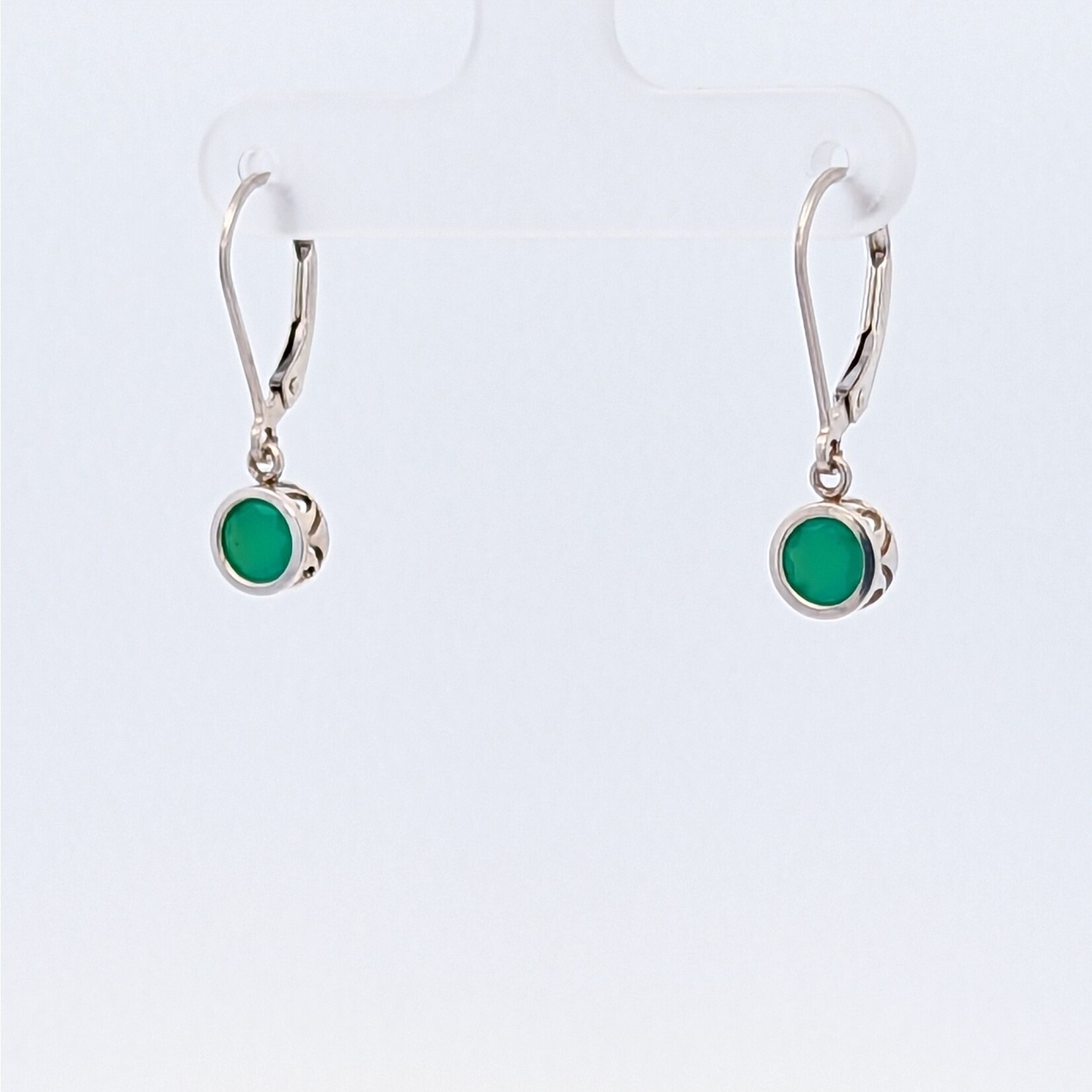 Sterling Filigree Dangle Earring w/ 5mm Chrysoprase