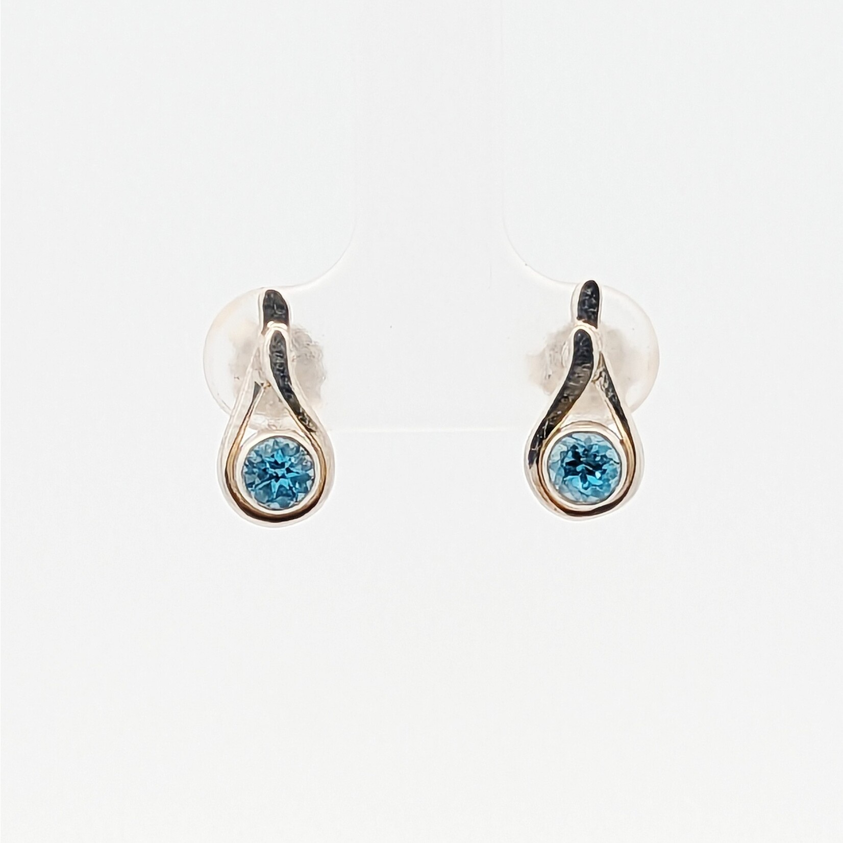 Modern Heirloom® Seagrass Post Earrings w/ 4mm Blue Topaz