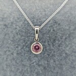 14KW Filigree Pendant w/ 5mm Pink Tourmaline on 16" Spiga