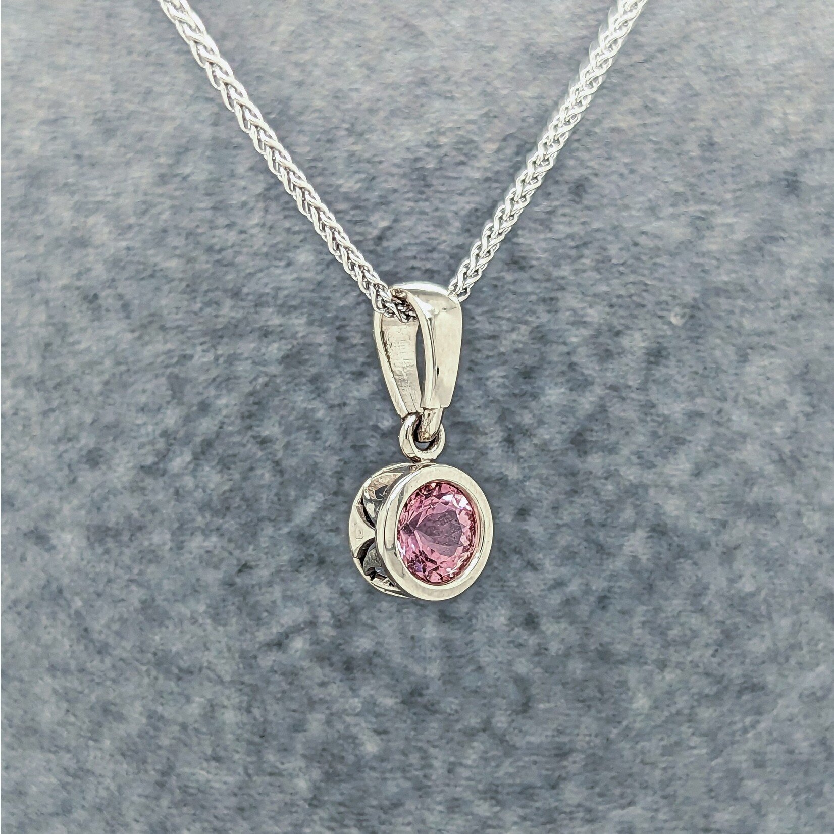 Modern Heirloom® Filigree  Drop Pendant, Pink Tourmaline & 14k White Gold