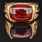 Modern Heirloom® Garnet Spearhead Signet Ring, 14KY, Sz9.0
