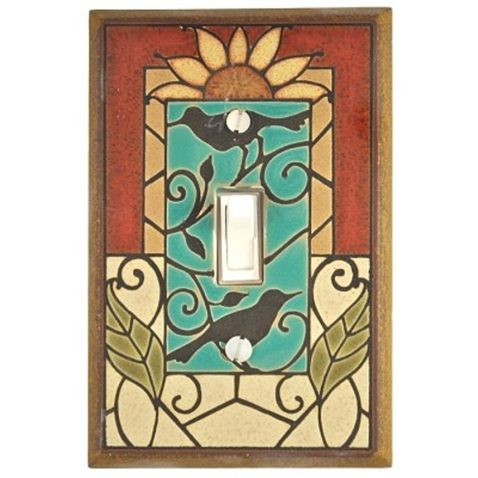 All Fired Up! Ltd. Mosaic Sunflower - Single Outlet Cover