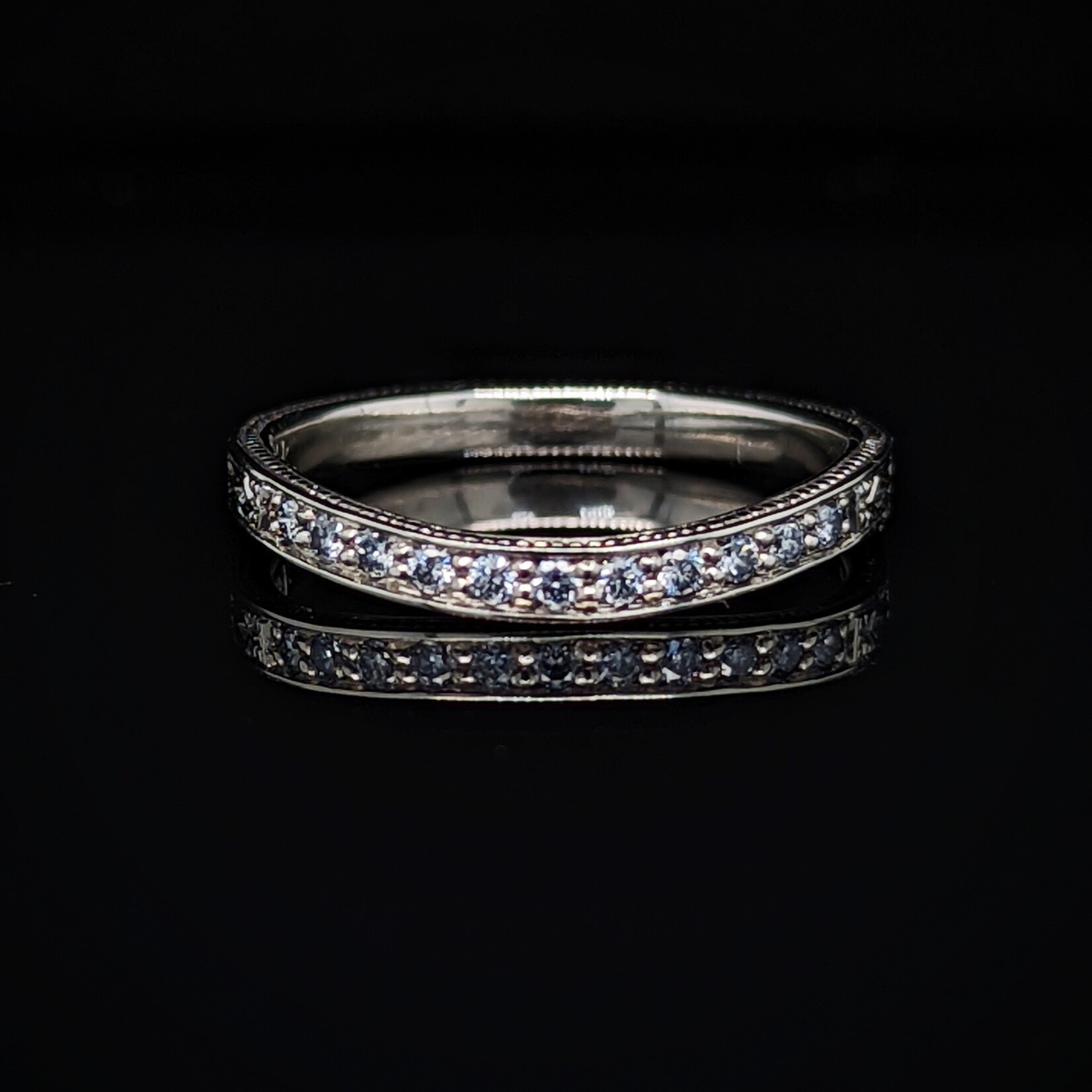 Modern Heirloom® Milgrain Engraved Contour Band, 11-Stone, 14KW