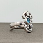 Modern Heirloom® Two Stone Wave Ring w/ Blue Topaz and Diamond