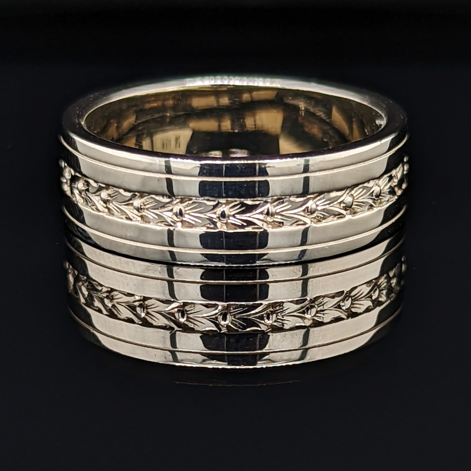 Modern Heirloom® Wheat Leaf Channel Band, 7mm wide, 14KW, Sz9.5