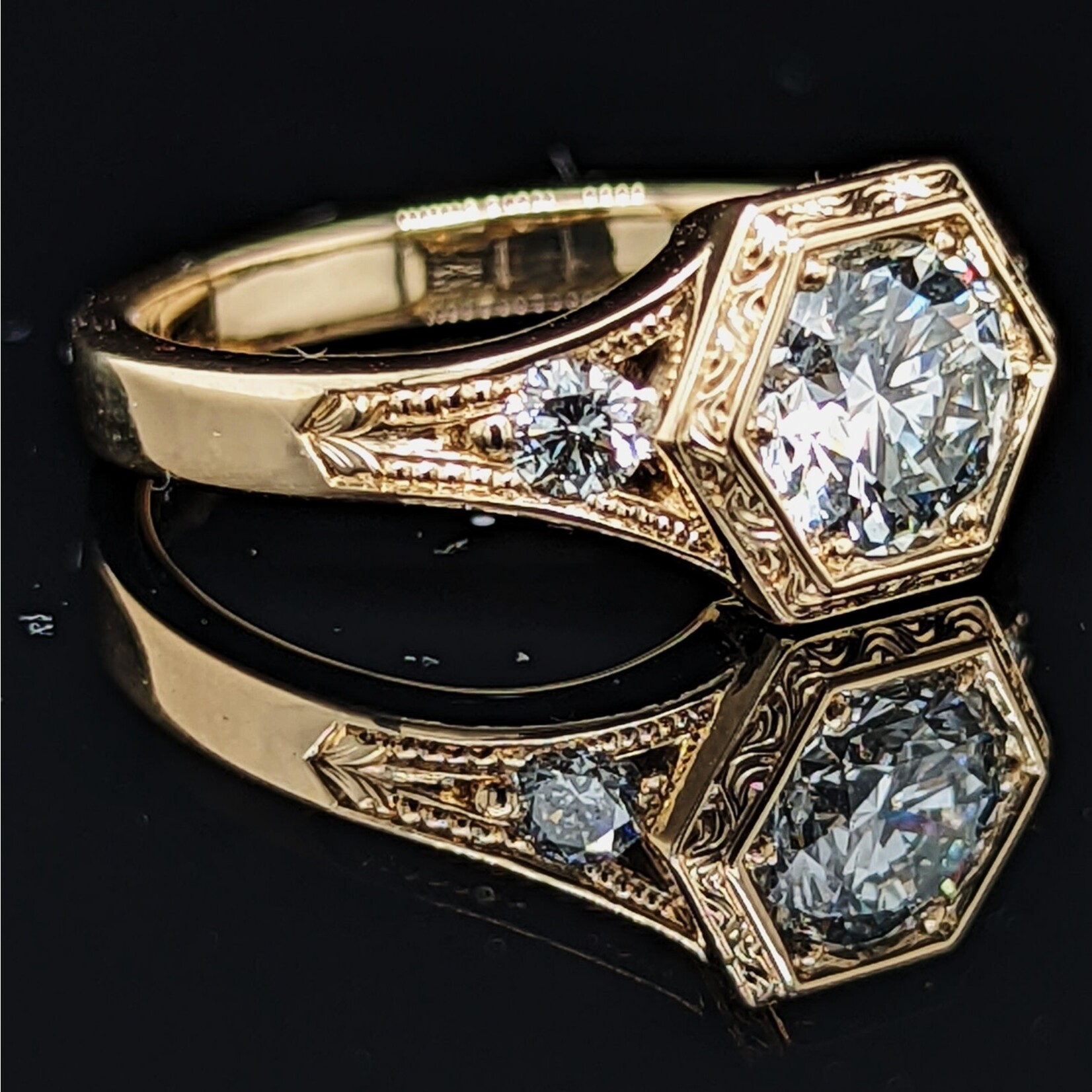 Modern Heirloom® 14KY Deco Hexagon Diamond Ring