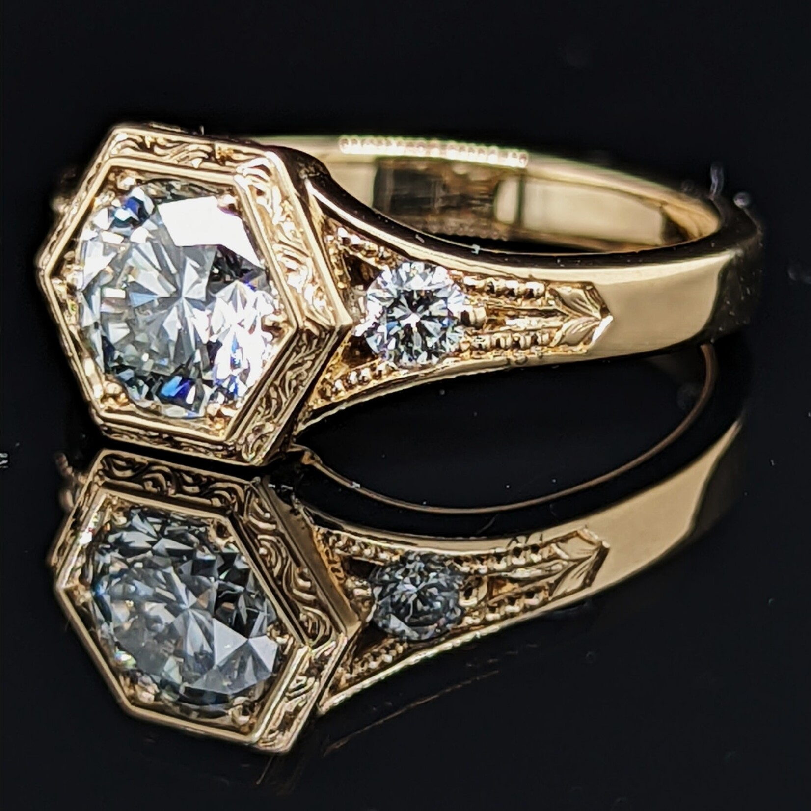 Modern Heirloom® 14KY Deco Hexagon Diamond Ring