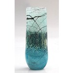 Glass Rocks Silver Green Lightning Vase - Small Oval