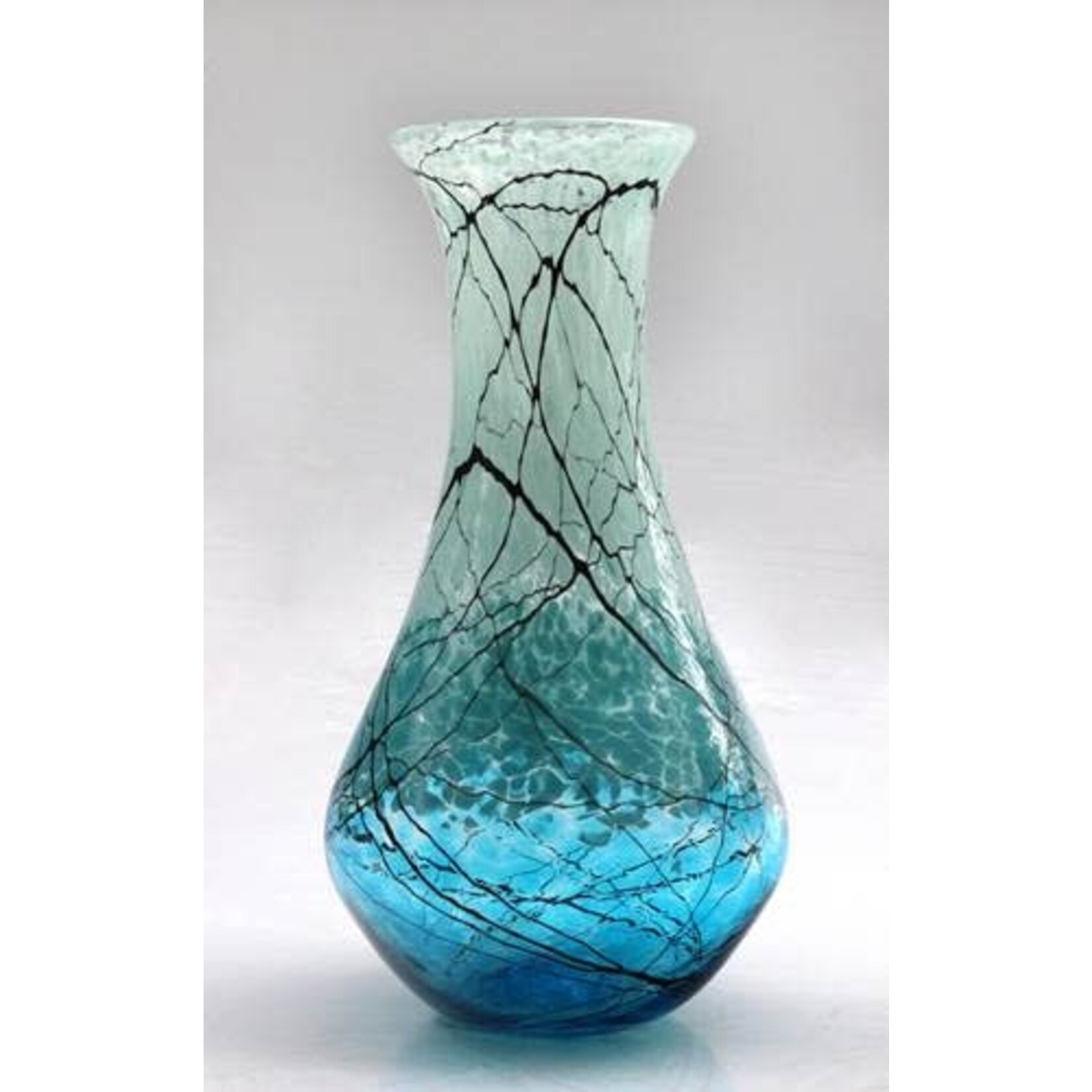 Glass Rocks Aqua Lightning Vase - Genie Bottle, Small