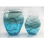 Glass Rocks Aqua Lightning Vase - Vessel Shape, Large