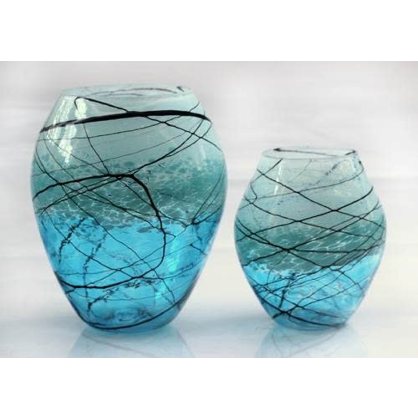 Glass Rocks Aqua Lightning Vase - Vessel Shape, Large