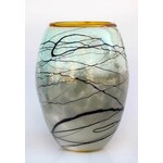 Glass Rocks Gray Lightning Vase - Vessel Shape, Large