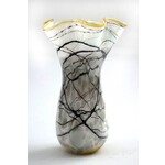 Glass Rocks Gray Lightning Vase - Fluted, Small
