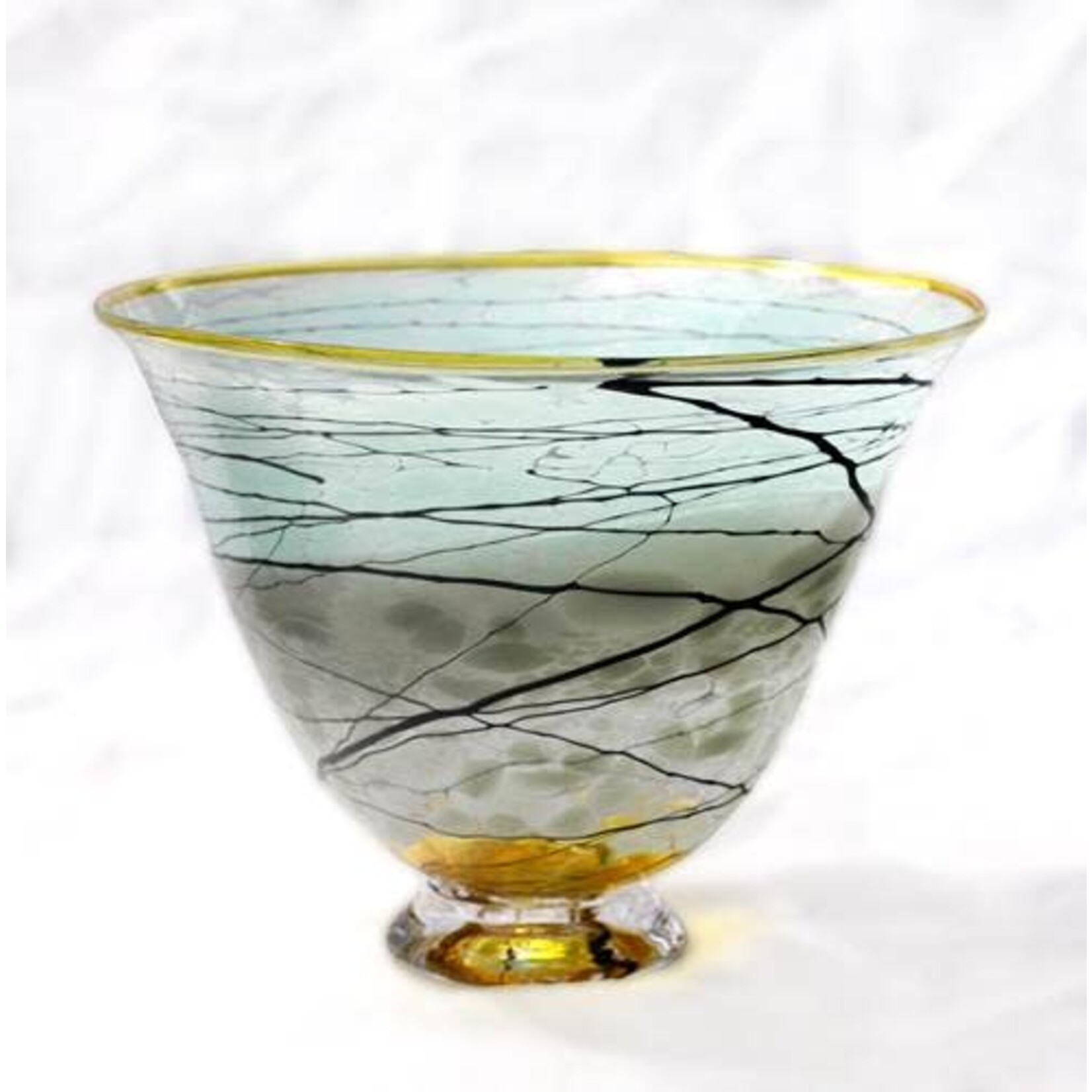 Glass Rocks Gray Lightning Bowl - Straight Top