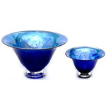 Glass Rocks Straight Top Metallic Crackle Bowl - Dark Blue, Small