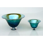 Glass Rocks Straight Top Metallic Crackle Bowl - Dark Green, Small