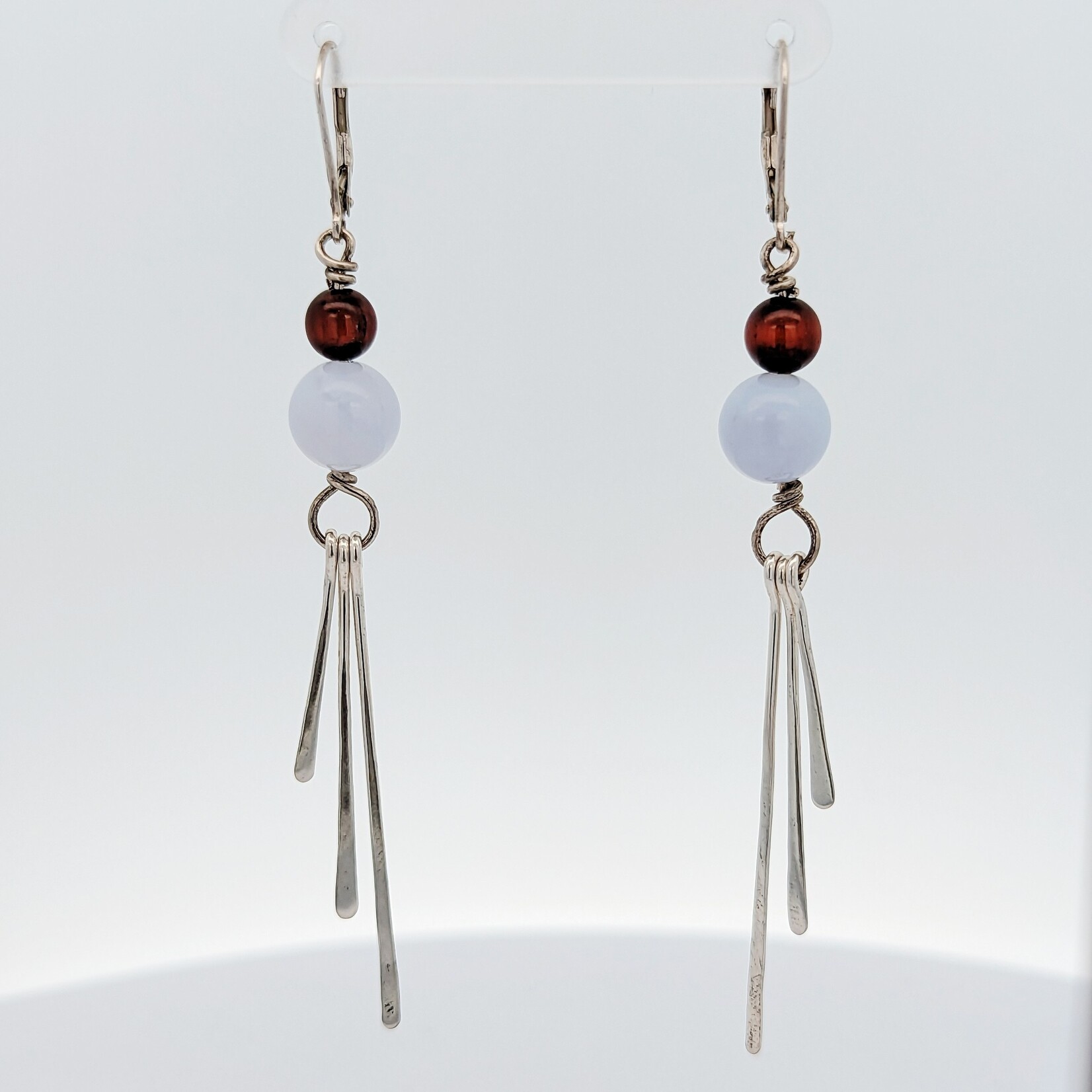 Modern Heirloom® Sterling Garnet & Chalcedony Bead Drop Earrings