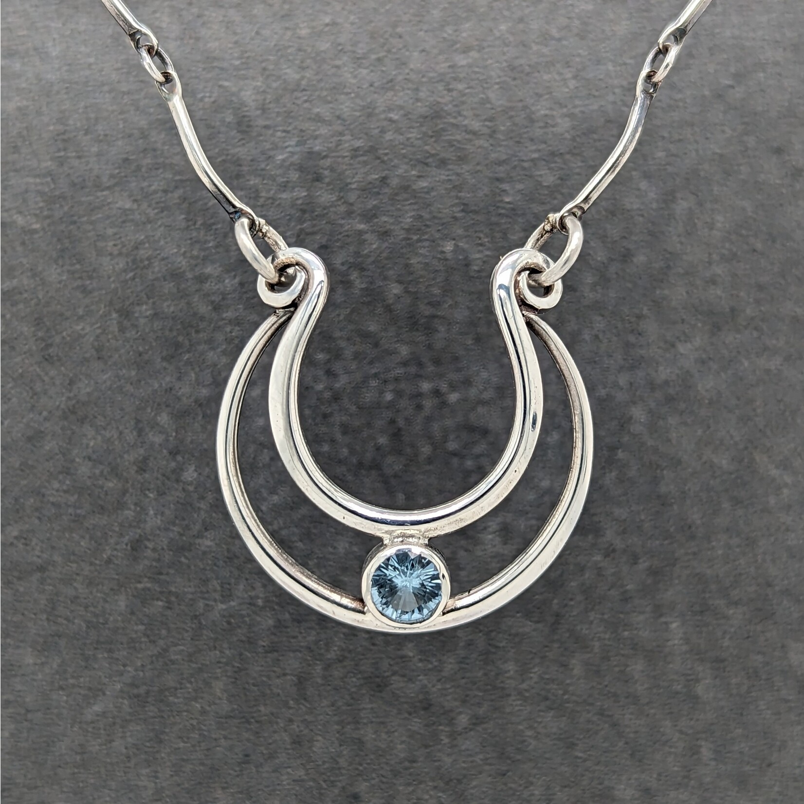 Modern Heirloom® Sterling Horseshoe Blue Topaz Pendant