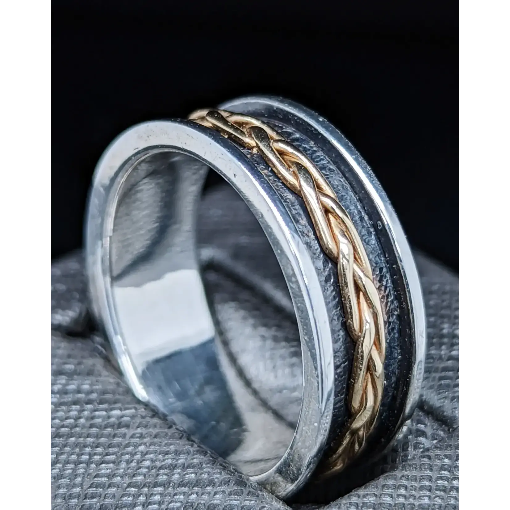 Modern Heirloom® Men's Sterling Ring w/ Braided Brass Detail