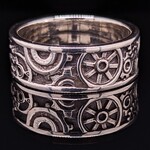 Modern Heirloom® Steampunk Gears Band, 8mm wide, Sterling Flat, Sz9.75