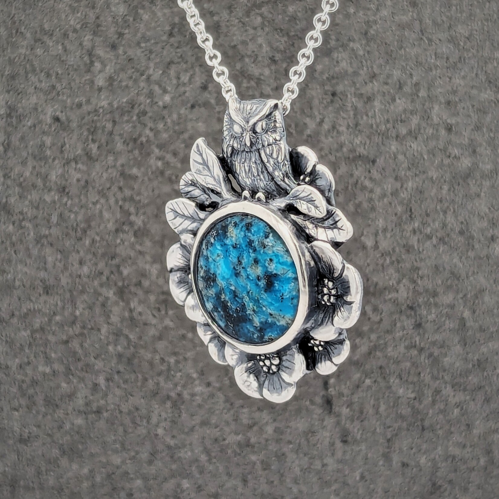 Carrie Nunes Jewelry Owl in the Garden Pendant w/ Turquoise