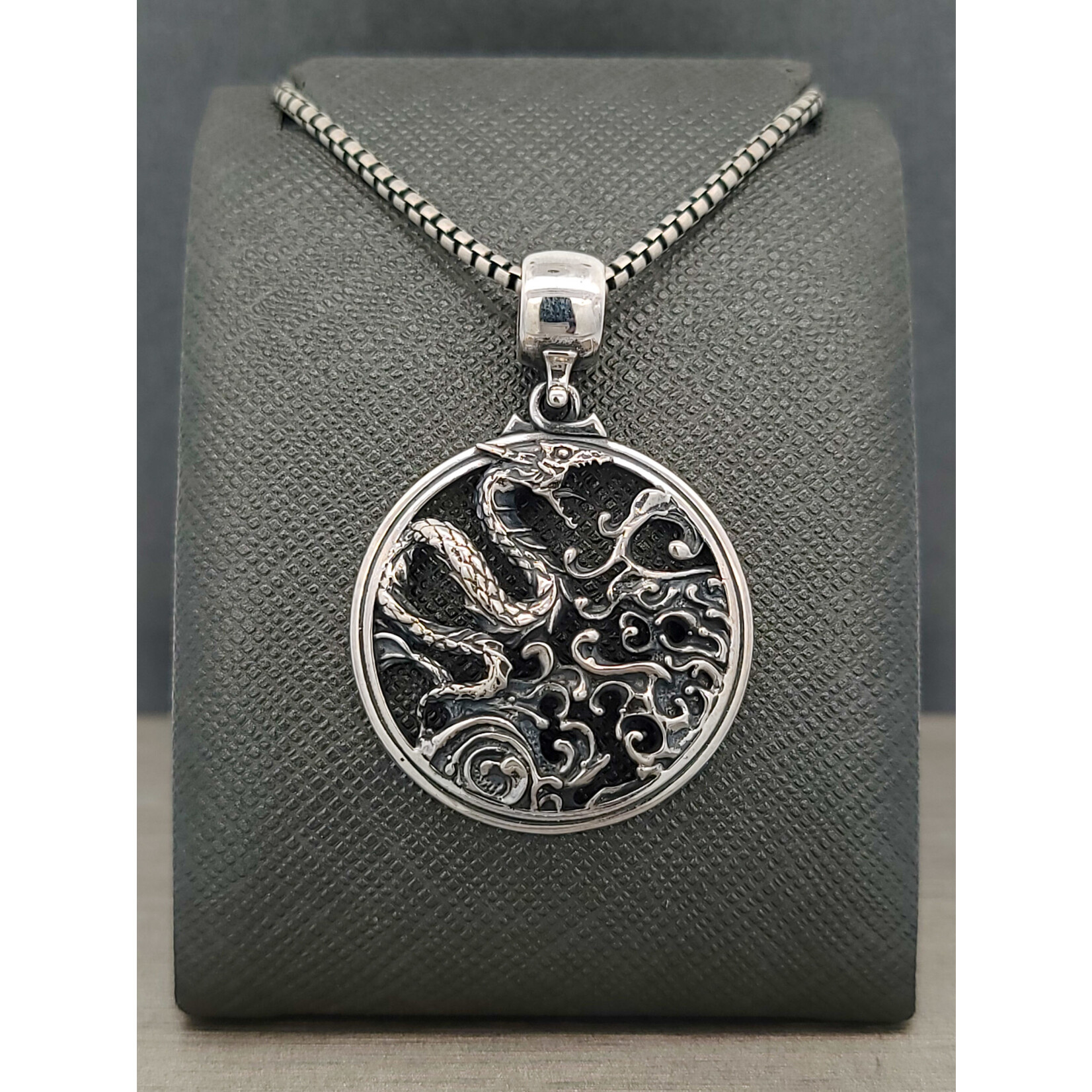 Modern Heirloom® Water Dragon Medallion, Sterling Silver on a 20" Chain