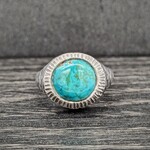 Carrie Nunes Jewelry Diamond Quilt Patterned Ring w/ Turquoise